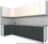 Кухня Интерлиния Мила Лайт 1.2x3.0 (вудлайн кремовый/антрацит) картинка