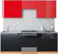 Кухня Интерлиния Мила Gloss 60-22 (красный/черный) картинка