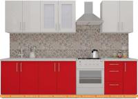 Кухня ВерсоМебель ВерсоЛайн 7-2.3 (белый 001/красный 009) картинка