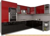 Кухня Интерлиния Мила Gloss 1.88x3.2 правая (красный-черный) картинка
