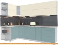 Кухня Интерлиния Мила Матте 1.5x2.8 А левая (слоновая кость-океан-опал светлый) картинка