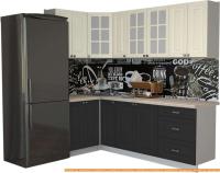 Кухня Интерлиния Мила Деко 1.2x2.3 (пепел/слоновая кость/травертин серый) картинка