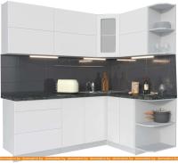 Кухня Интерлиния Мила Матте 1.5x2.1 А правая (белый-белый-кастилло тёмный) картинка