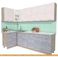 Кухня Интерлиния Мила 12x26 (вудлайн кремовый-бетон-бискайская сосна) картинка