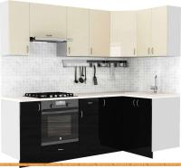 Кухня S-Company Клео глосc 1.2x2.3 правая (черный глянец/ваниль глянец) картинка