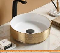 Умывальник CeramaLux C1055 (белый/золотистый) картинка