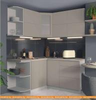 Кухня Интерлиния Мила Матте 1.5x1.7 А левая (луна/луна/травертин серый) картинка