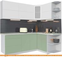 Кухня Интерлиния Мила Матте 1.5x2.1 А правая (слон кость-мята-травертин серый) картинка