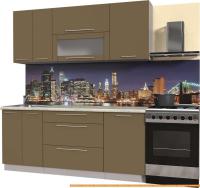 Кухня Интерлиния Мила Пластик 1.1 В (капучино глянец/опал светлый) картинка