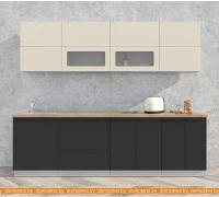 Кухня Интерлиния Интерлиния Мила Матте 2.6 А слоновая кость/пепел/травертин серый картинка