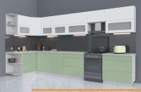 Кухня Интерлиния Мила Матте 1.5x4.0 Б левая (белый/мята/опал светлый) картинка