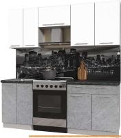 Кухня Интерлиния Мила Пластик 2.0 А (мрамор/белый глянец/кастилло темный) картинка