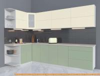 Кухня Интерлиния Мила Матте 1.5x3.0 А левая (слоновая кость/мята/травертин сер.) картинка