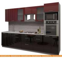 Кухня Интерлиния Мила Gloss 3.0 (бордовый-черный) картинка