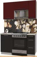 Кухня Интерлиния Мила Пластик 1.4 А (черный глянец/бордо глянец/опал светлый) картинка