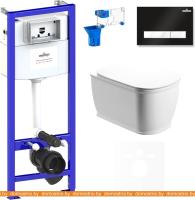 Унитаз Lavinia Boho Relfix Bell Pro Rimless 7 в 1 75110021 (черный/белый пластик) картинка