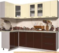 Кухня Интерлиния Мила Пластик 1.2x2.4 (шоколад глянец/ваниль глянец/опал светлый) картинка