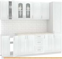 Кухня Кортекс-мебель Корнелия Ретро 2.4м (ясень белый/королевский опал) картинка