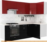 Кухня S-Company Клео глосc 1.2x2.5 правая (черный глянец/бургундский глянец) картинка