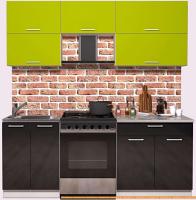 Кухня Интерлиния Мила Gloss 60-20 (яблоко/черный глянец) картинка