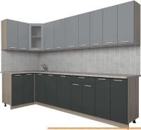 Кухня Интерлиния Мила 12x30 (антрацит/серебро) картинка