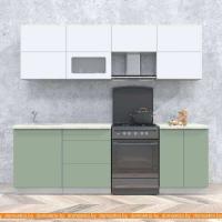 Кухня Интерлиния Мила Матте 2.4 Б (белый/мята/опал светлый) картинка