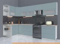 Кухня Интерлиния Мила Матте 1.5x3.2 Б левая (океан/океан/травертин серый) картинка