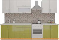 Кухня ВерсоМебель ВерсоЛайн 8-2.4 (белый 001/оливковый 004) картинка