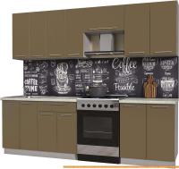 Кухня Интерлиния Мила Пластик 2.5 А (капучино глянец/опал светлый) картинка