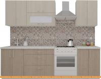 Кухня ВерсоМебель ВерсоЛайн 2-2.0 (крослайн латте/крослайн карамель) картинка