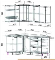 Кухня Интерлиния Мила Пластик 1.2x1.8 (мрамор/белый глянец/кастилло темный) картинка