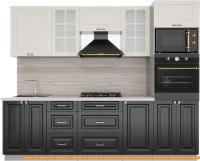 Кухня Интерлиния Мила Деко 2.6 (слоновая кость-пепел-травертин серый) картинка