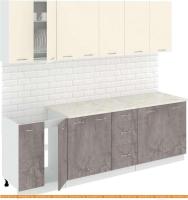 Кухня Кортекс-мебель Корнелия Лира 2.4м (крем/оникс/королевский опал) картинка