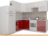 Кухня ВерсоМебель ЭкоЛайт-5 1.4x2.2 левая (белый/темно-красный) картинка