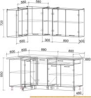 Кухня Интерлиния Мила Лайт 1.2x1.7 (красный/дуб венге) картинка