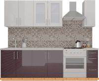 Кухня ВерсоМебель ВерсоЛайн 7-1.9 (белый 001/сливовый 104) картинка