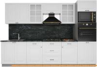 Кухня Интерлиния Мила Деко 3.0 (белый-белый-кастилло темный) картинка