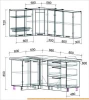 Кухня Интерлиния Мила Пластик 1.2x1.7 (мрамор/белый глянец/кастилло темный) картинка
