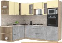 Кухня Интерлиния Мила 1.88x2.6 левая (ваниль-бетон-травертин) картинка