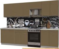 Кухня Интерлиния Мила Пластик 2.9 А (капучино глянец/опал светлый) картинка