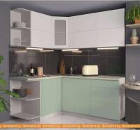 Кухня Интерлиния Мила Матте 1.5x1.9 А левая (белый/мята/опал светлый) картинка