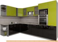 Кухня Интерлиния Мила Gloss 1.88x3.2 левая (яблоня-черный) картинка