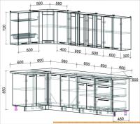 Кухня Интерлиния Мила Пластик 1.2x2.8 (черный глянец/белый глянец/опал светлый) картинка