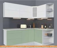 Кухня Интерлиния Мила Матте 1.5x2.2 А правая (белый-мята-опал светлый) картинка