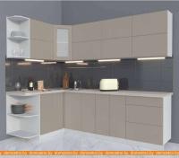 Кухня Интерлиния Мила Матте 1.5x2.5 А левая (луна/луна/травертин серый) картинка