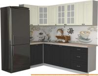 Кухня Интерлиния Мила Деко 1.2x2.4 (пепел/слоновая кость/травертин серый) картинка