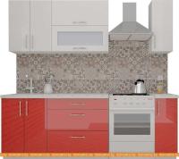 Кухня ВерсоМебель ВерсоЛайн 8-1.7 (белый 001/красный 009) картинка
