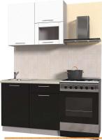 Кухня Интерлиния Мила Пластик 1.8 В (черный глянец/белый глянец/опал светлый) картинка