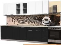 Кухня Интерлиния Мила Пластик 2.7 Б (черный глянец/белый глянец/опал светлый) картинка