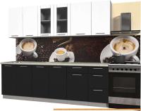 Кухня Интерлиния Мила Пластик 2.5 Б (черный глянец/белый глянец/опал светлый) картинка